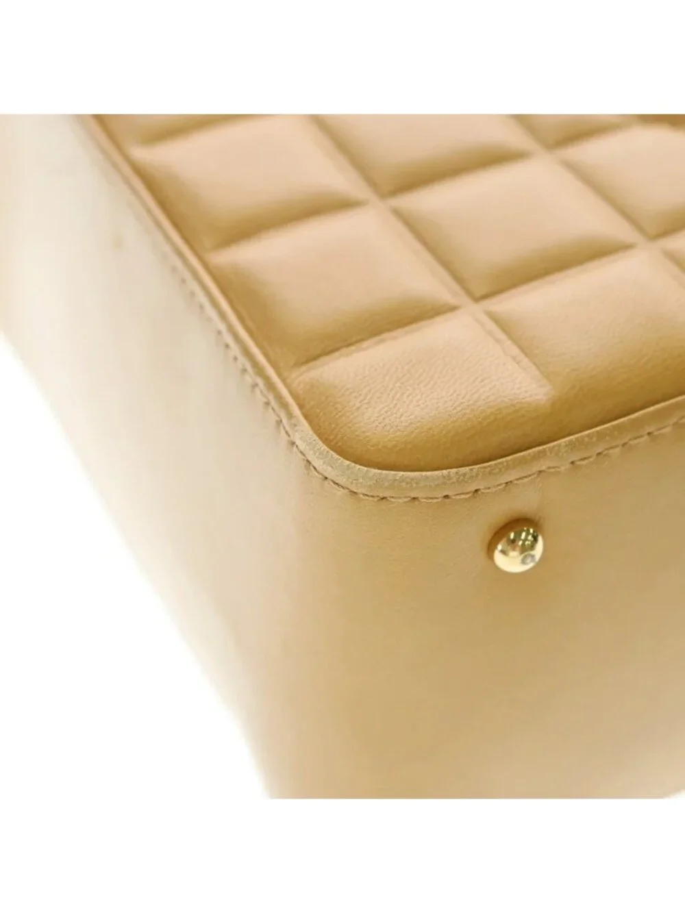 Chanel Choco Bar Shoulder Bag Beige Leather Gold